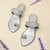 Rocia By Regal Silver Women One Toe Embroidered Sandals