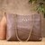 Rocia By Regal Nude Women Woven Metal Handle Shoulder Bag