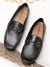 Imperio By Regal Black Men Textured Leather Casual Loafer
