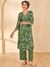 Womens Green Occasion  Leafy Print  Kurta Set