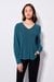 Womens Teal Work Solid Top