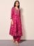 Womens Pink Occasion Leafy Print Kurta Set