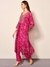 Womens Pink Occasion Leafy Print Kurta Set