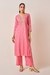 Womens Pink Light Occasion Floral Kurta Set