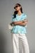 AND Blu/Prt Casual Abstract Top