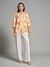 AND Orange Casual  Abstract Floral Top
