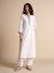 Womens White Casual Dobby Kurta