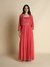 Womens Red Evening Chevron Kurta Set