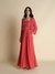 Womens Red Evening Chevron Kurta Set