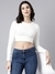 SHOWOFF Women's Solid Off White Styled Back Crop Top