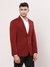 Men Contemporary Fit Solid Dark Maroon Blazer