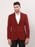 Men Contemporary Fit Solid Dark Maroon Blazer