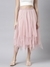 SHOWOFF Women's Solid Peach Flared Midi Skirt