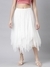 SHOWOFF Women's Solid White Flared Midi Skirt