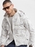 SHOWOFF Men's Hooded White Abstract Tailored Oversized Jacket comes with Detachable Hoodie and Inner fleece Jacket