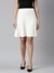 SHOWOFF Women's Self Design Cream Flared Mini Skirt