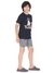 Ninos Dreams Astronaut Print Boys Night Suit with Striped shorts Half sleeves-Navy Blue