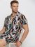 Men's Black Cuban Collar Printed Over Sized Co-ords Set