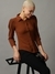 SHOWOFF Women Brown Solid Spread Collar Three-Quarter Sleeves Casual Shirt