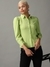 SHOWOFF Women Lime Green Solid Spread Collar Three-Quarter Sleeves Casual Shirt