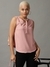 SHOWOFF Women's Sleeveless Tie-Up Neck Peach Striped Top