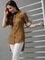 SHOWOFF Women Olive Striped  Spread Collar Three-Quarter Sleeves Long Casual Shirt