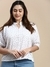 SHOWOFF Plus Women Mandarin Collar Floral White Regular Top