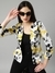 SHOWOFF Women's Shawl Collar Slim Fit Yellow Single-Breasted Printed Blazer