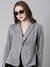 Women's Grey Solid Single-Breasted Blazer
