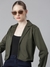 Women's Olive Solid Shrug