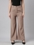 SHOWOFF Women's Solid Brown Parallel Trousers