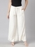 SHOWOFF Women's Solid Off White Wide Leg Palazzos