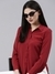 SHOWOFF Women's Spread Collar Long Sleeves Solid Burgundy Opaque Shirt