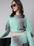 SHOWOFF Women's Long Sleeves Boat Neck Green Dyed Co-Ords Set