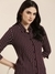 SHOWOFF Women's Spread Collar Slim Fit Striped Purple Shirt
