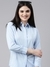 SHOWOFF Women's Spread Collar Long Sleeves Solid Blue Opaque Shirt