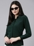 SHOWOFF Women's Spread Collar Long Sleeves Solid Green Opaque Shirt