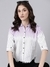 SHOWOFF Women's Three-Quarter Sleeves Spread Collar Striped Lavender Slim Fit Shirt