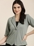 SHOWOFF Women's Notched Lapel Short Sleeves Solid Sea Green Blazer