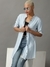 SHOWOFF Women Blue Solid Mandarin Collar Three-Quarter Sleeves Long Casual Shirt