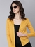 SHOWOFF Women's Self Design Long Sleeves Regular Straight Open Front Mustard Shrug