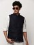SHOWOFF Men's Solid Navy Blue Nehru Jackets