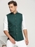 Men's Green Mandarin Collar Solid Nehru Jacket