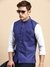 SHOWOFF Men's Solid Mandarin Collar Blue Nehru Jacket