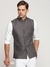 Men's Grey Mandarin Collar Solid Nehru Jacket
