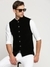 Men's Black Mandarin Collar Solid Nehru Jacket