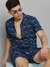 SHOWOFF Men Teal Printed Shirt Collar Short Sleeves Co-Ords Set