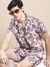 SHOWOFF Men's Shirt Collar Slim Fit Printed Off White Co-Ords Set