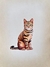 Cat Miniature Painting On Antique card