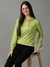 SHOWOFF Women Olive Solid Hooded Full Sleeves Pullover Sweatshirt
